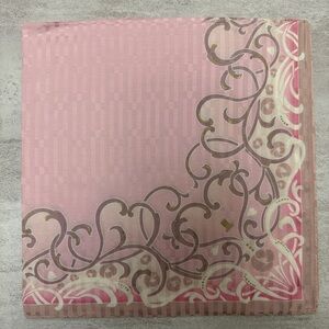 Lanvin Pink & Gold Silk cotton Scarf with Scroll Motif